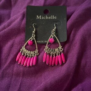 Michele Fuchsia and Silver Chandelier Earrings